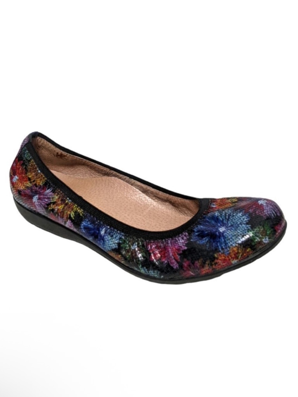 ABEO B.I.O.SYSTEM Tia Neutral Floral Leather Ballet Flats 7 Narrow